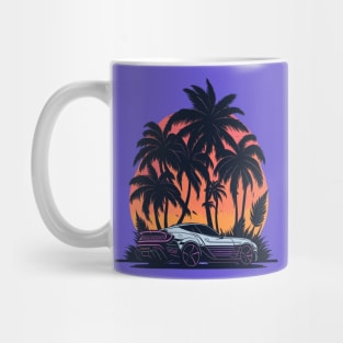 sunset classic car palm trees Mug